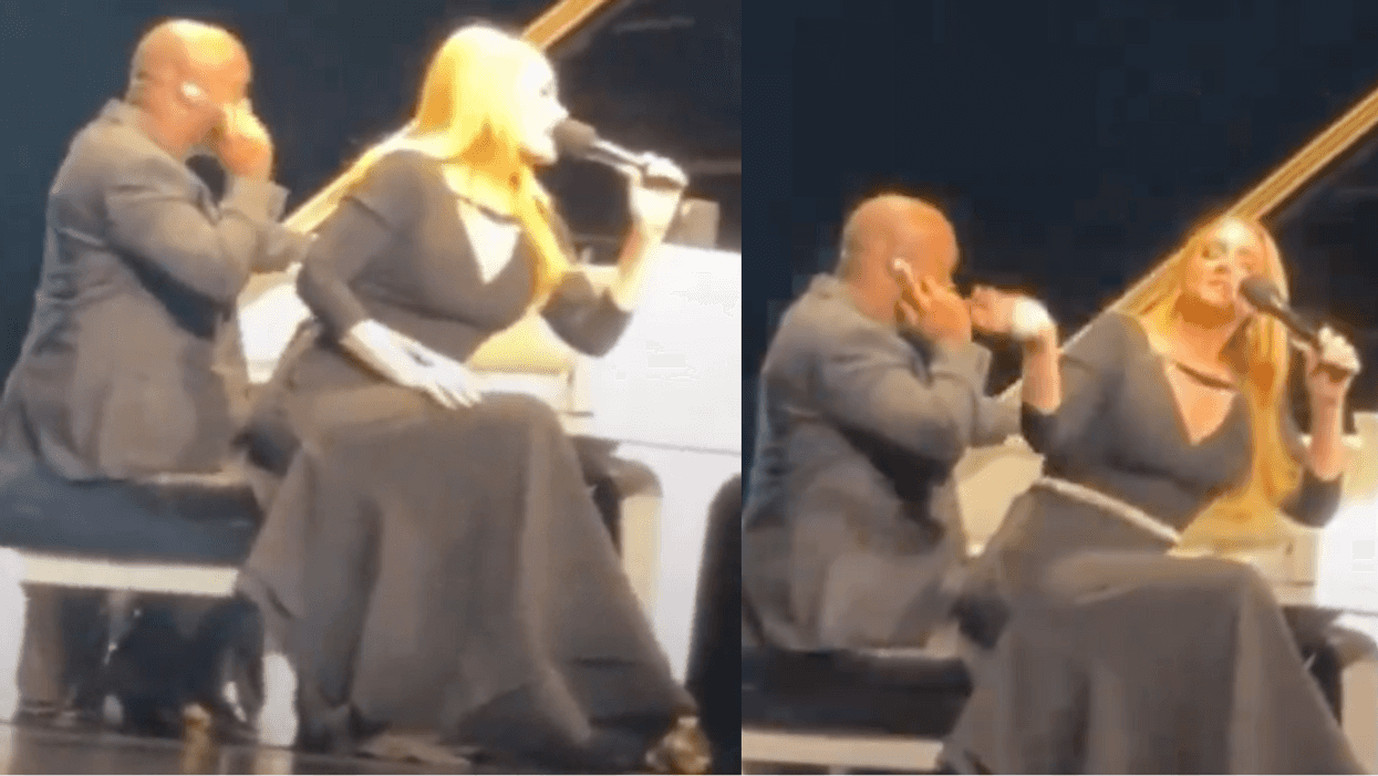 Screenshots of Adele addressing heckler during her concert