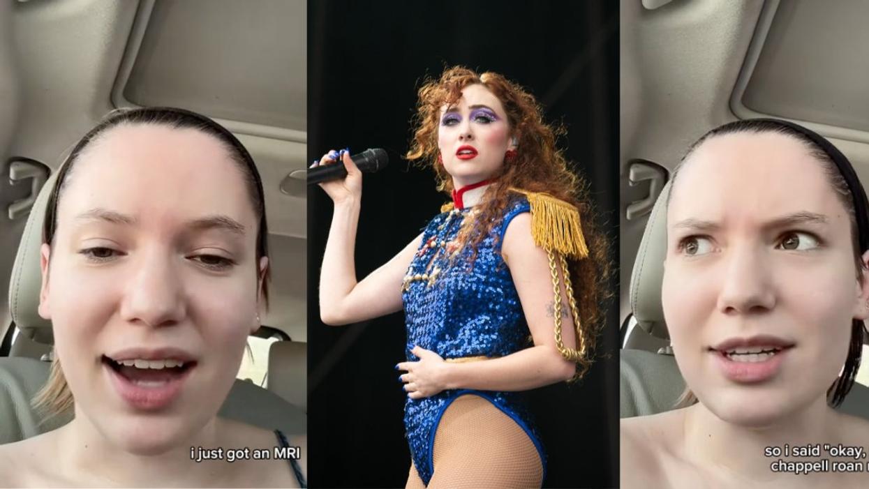 Screenshots of @aggomusic's TikTok video; Chappell Roan