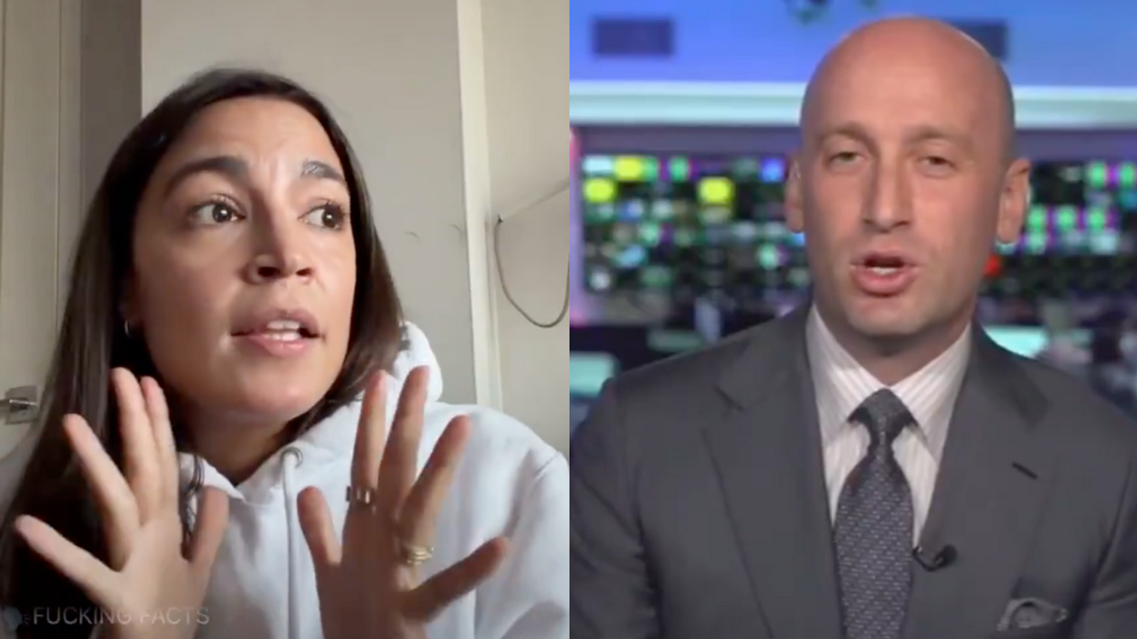 Screenshots of Alexandria Ocasio-Cortez and Stephen Miller