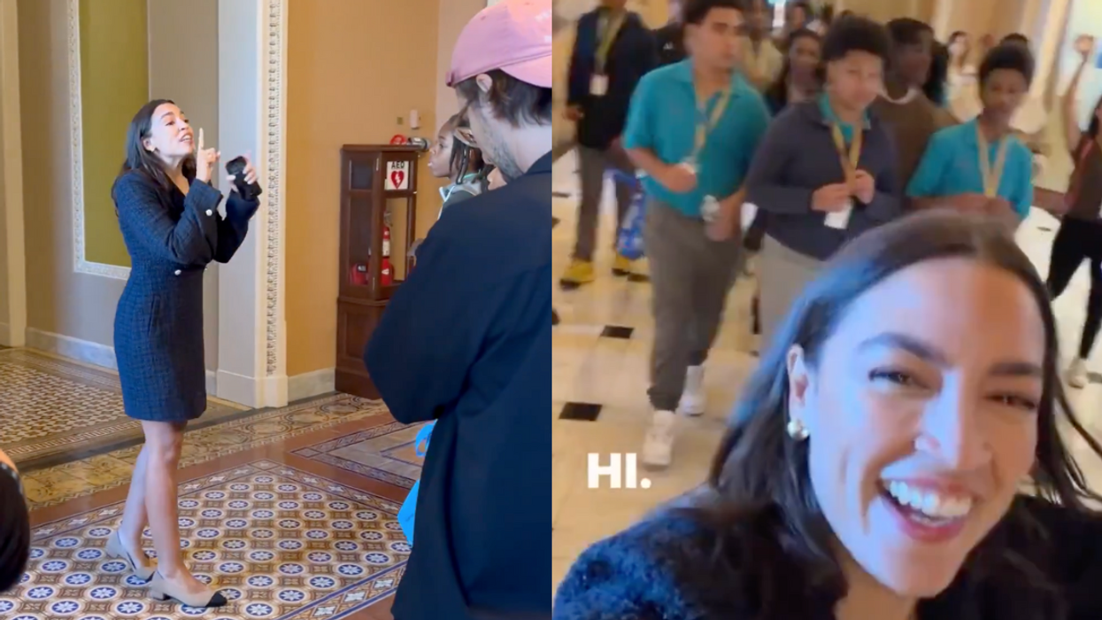 Screenshots of Alexandria Ocasio-Cortez giving Capitol tour