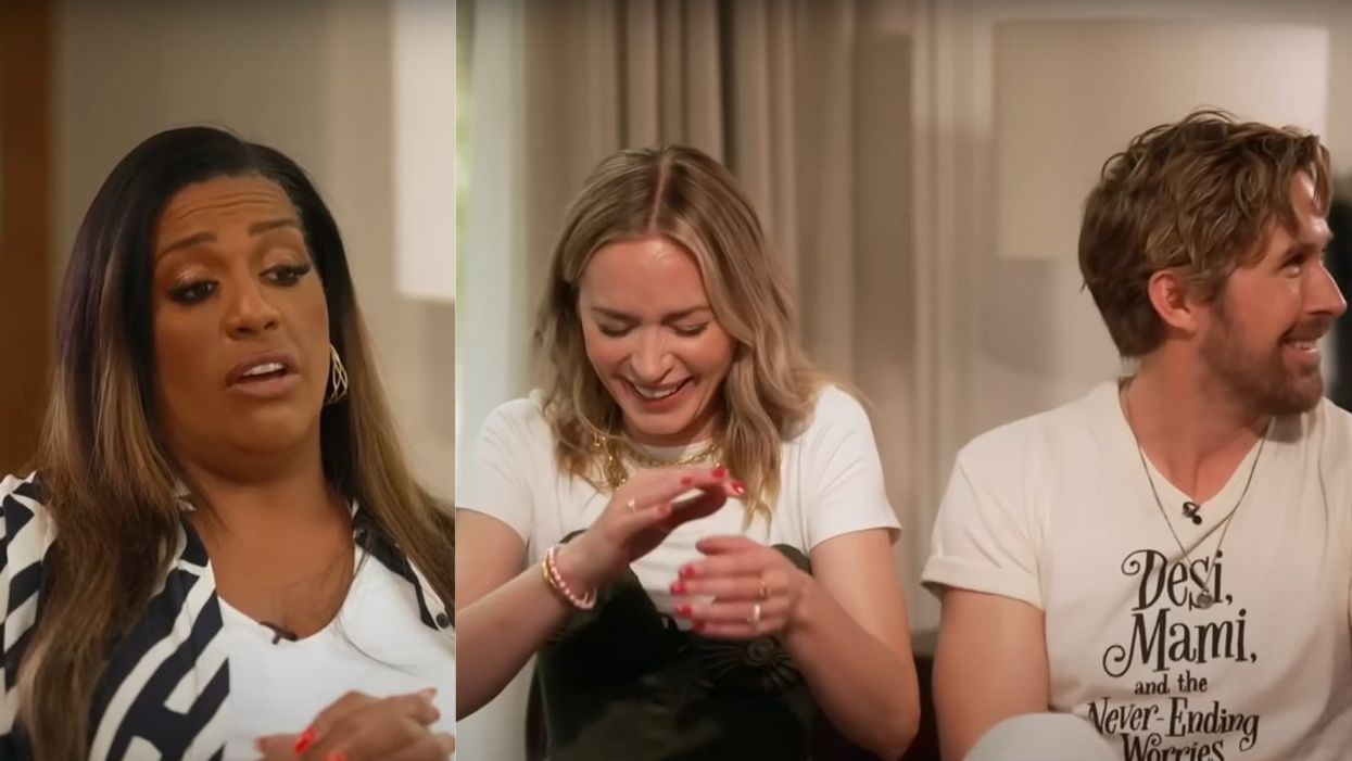 Screenshots of Alison Hammond, Emily Blunt and Ryan Gosling from interview