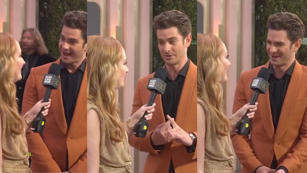 Screenshots of Amelia Dimoldenberg and Andrew Garfield