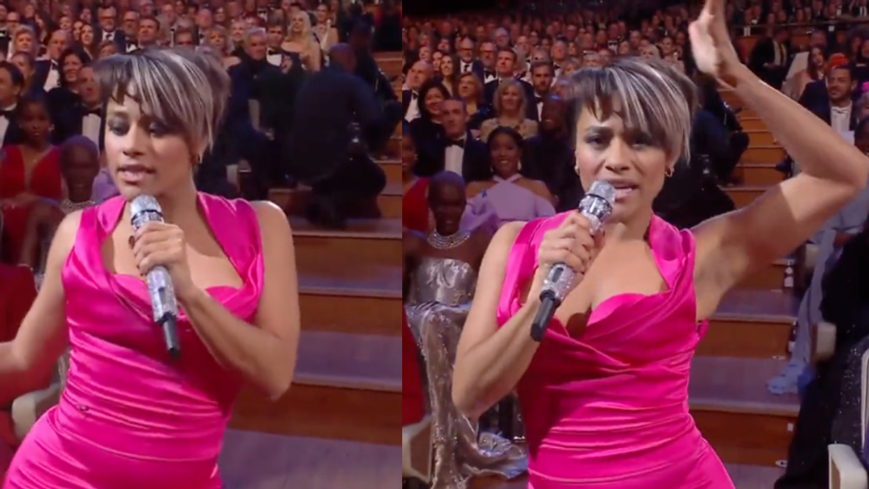 Screenshots of Arian DeBose performing at BAFTAs