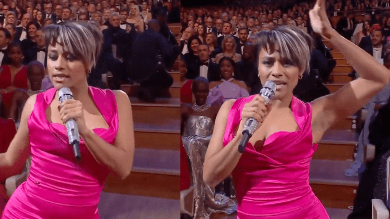 Screenshots of Arian DeBose performing at BAFTAs