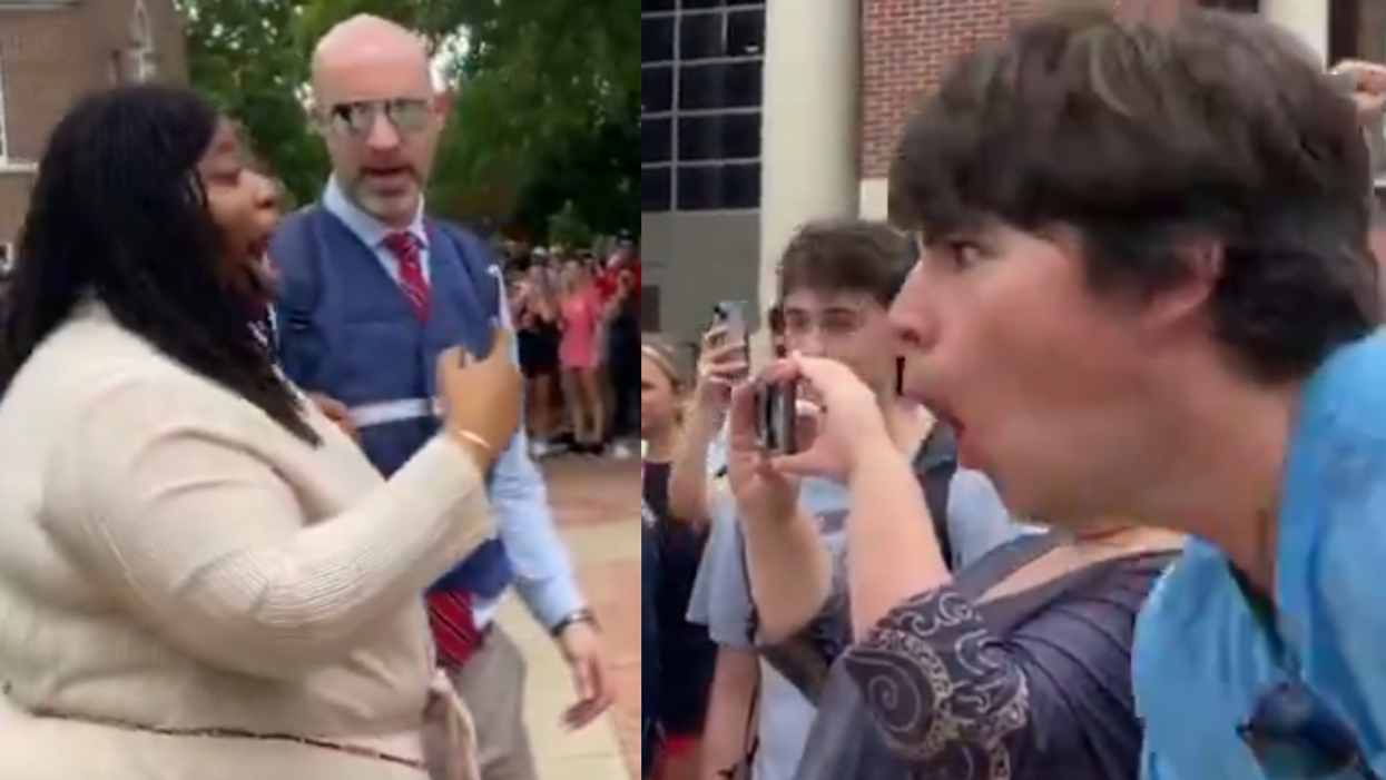 Screenshots of Black student protester and student who made racist taunts