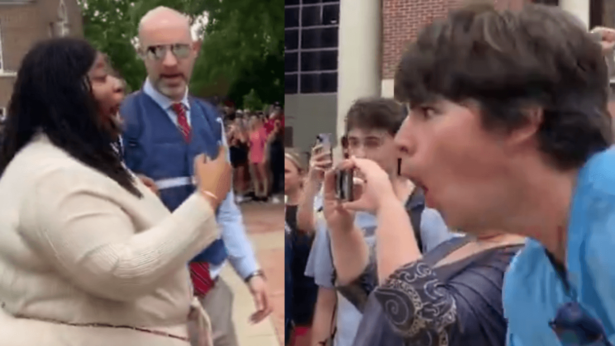 Screenshots of Black student protester and student who made racist taunts