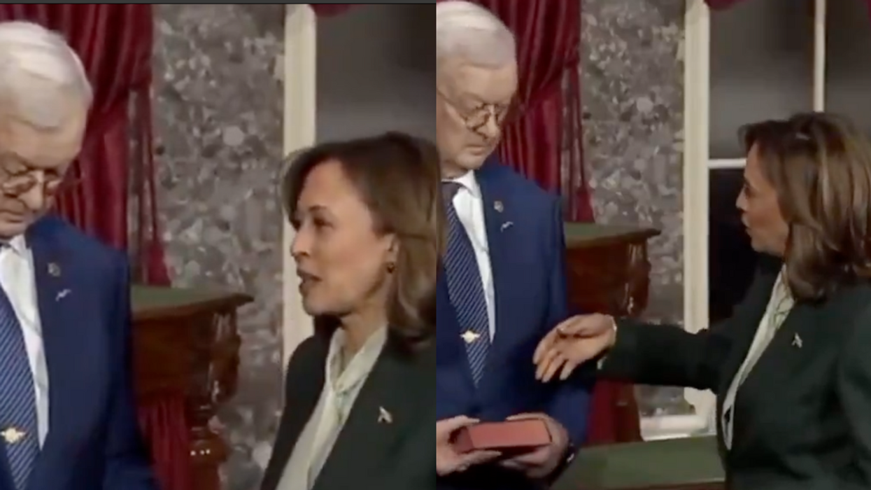 Screenshots of Bruce Fischer and Kamala Harris