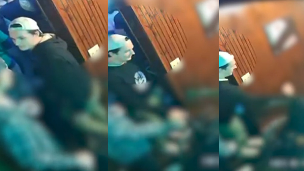 screenshots of Carson Briere vandalizing a wheelchair at a nightclub