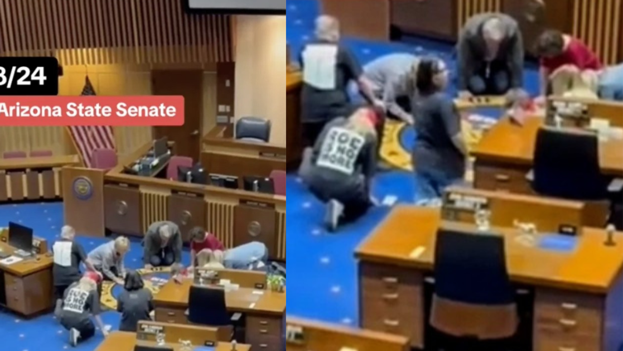 screenshots of clandestine gathering of Christian nationalists on Arizona state Senate floor