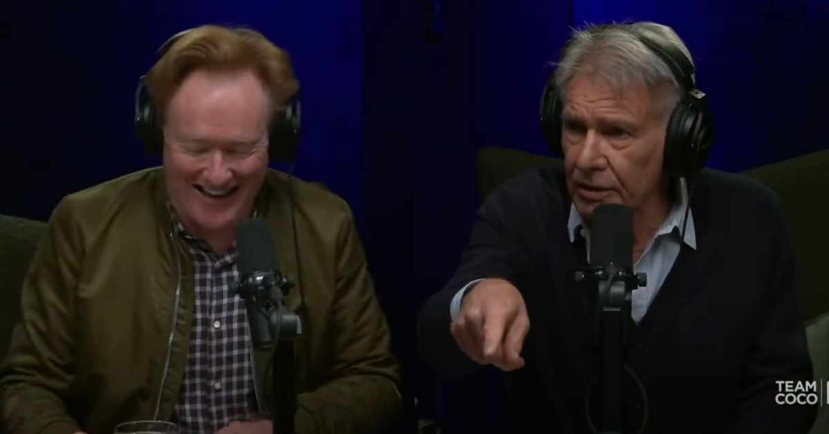 Screenshots of Conan O'Brien and Harrison Ford