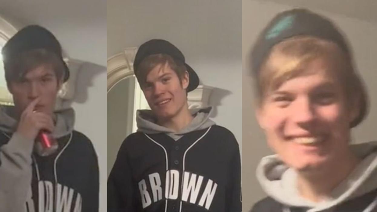 Screenshots of Danielle Foster's teenage son getting reprimanded