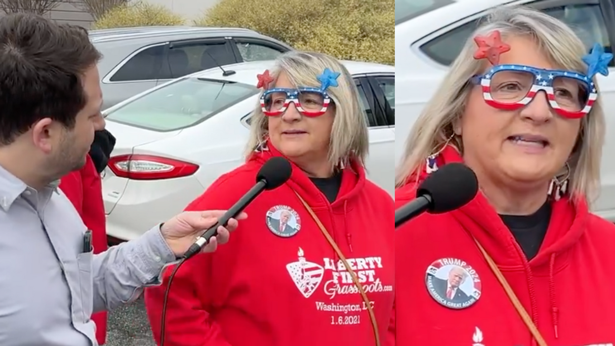 Screenshots of Davram Stiefler interviewing Trump supporter