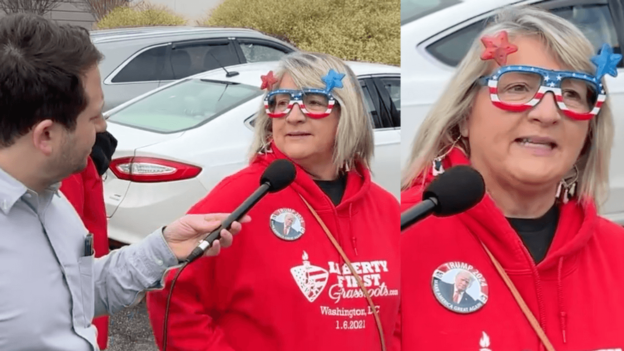Screenshots of Davram Stiefler interviewing Trump supporter