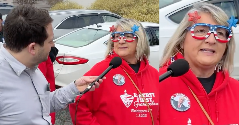 Screenshots of Davram Stiefler interviewing Trump supporter