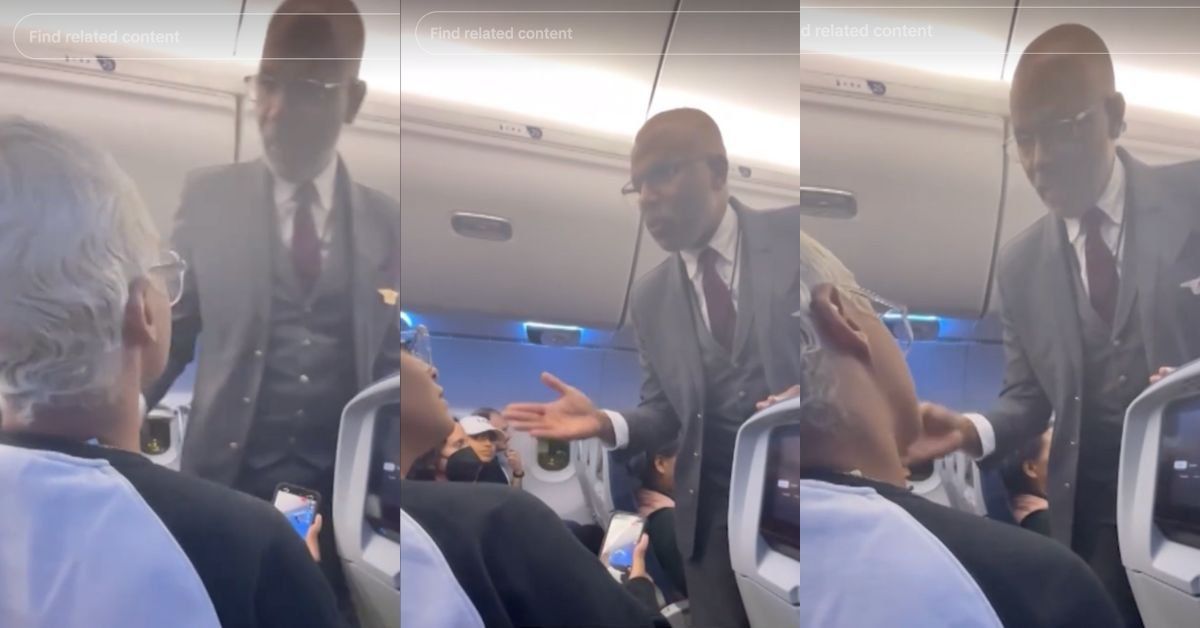 Screenshots of Delta flight attendant and passenger