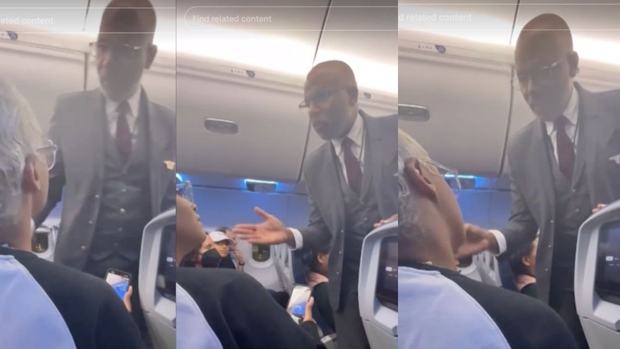 Screenshots of Delta flight attendant and passenger