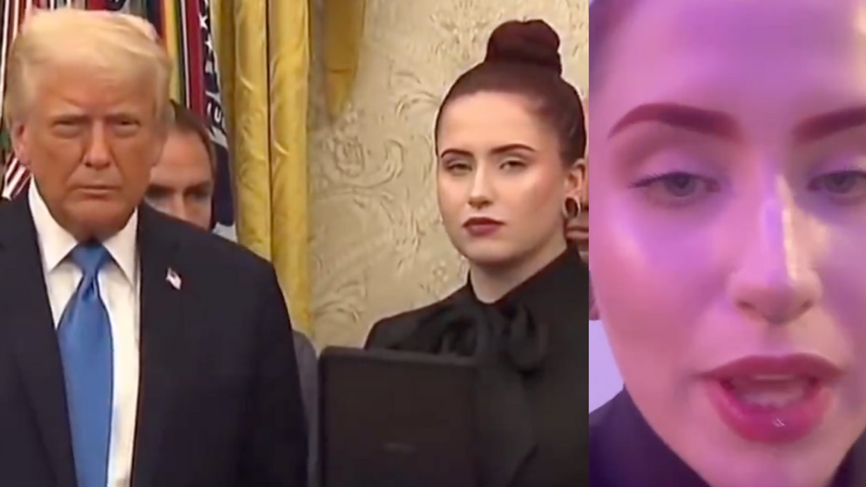 Screenshots of Donald Trump and Alexandria Diaz and Diaz on TikTok