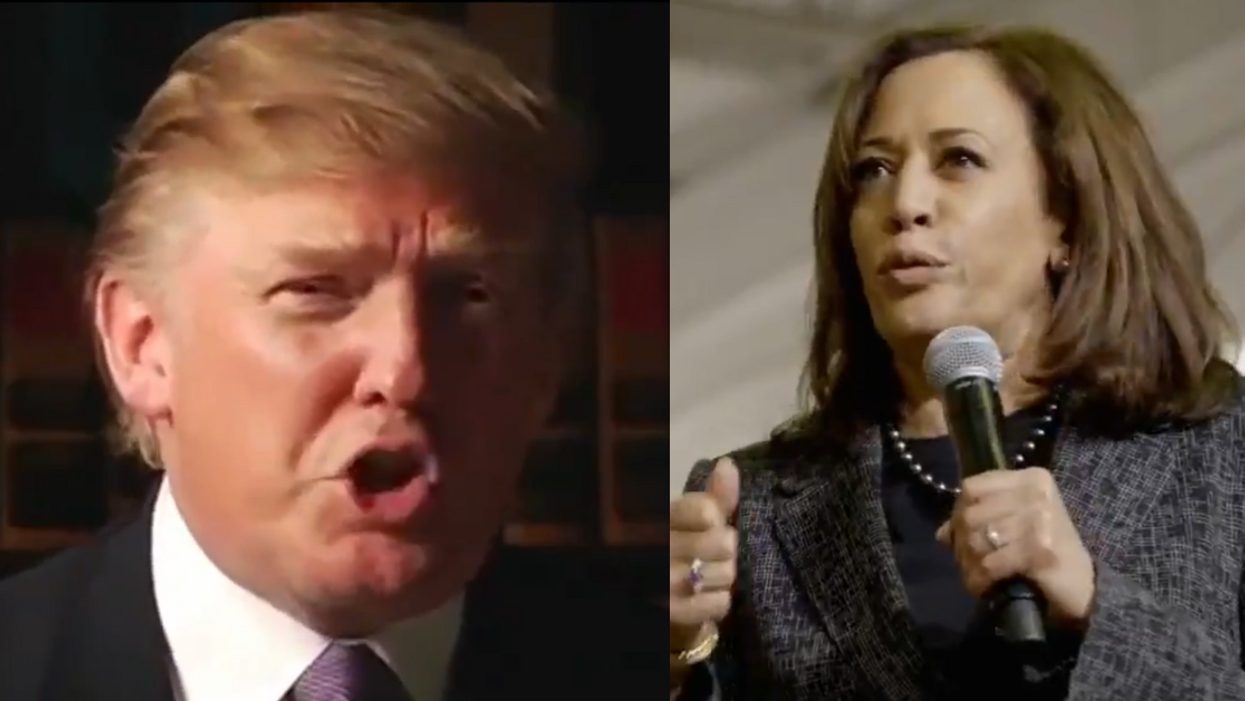 Screenshots of Donald Trump and Kamala Harris