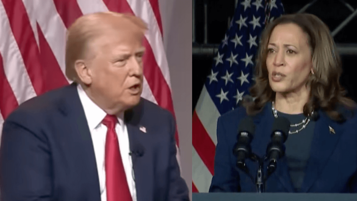 Screenshots of Donald Trump and Kamala Harris