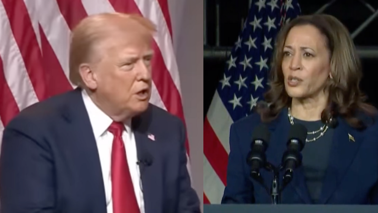 Screenshots of Donald Trump and Kamala Harris