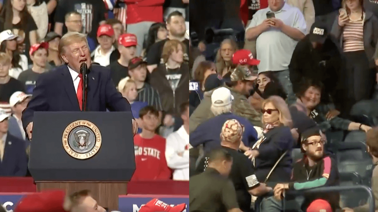 Screenshots of Donald Trump and protester who was assaulted at his rally