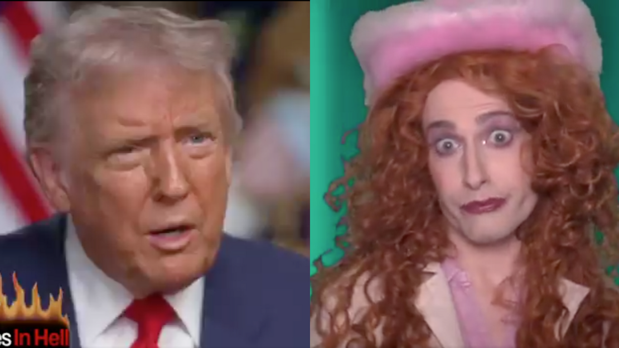 Screenshots of Donald Trump and Randy Rainbow