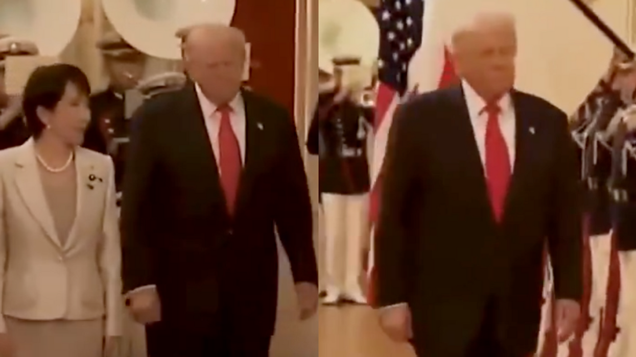 Screenshots of Donald Trump and Sanae Takaichi