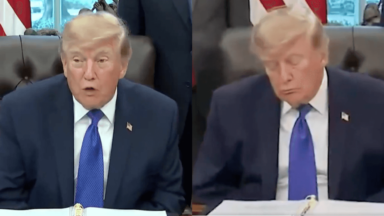 Screenshots of Donald Trump before and after he fell asleep