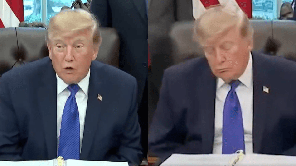 Screenshots of Donald Trump before and after he fell asleep