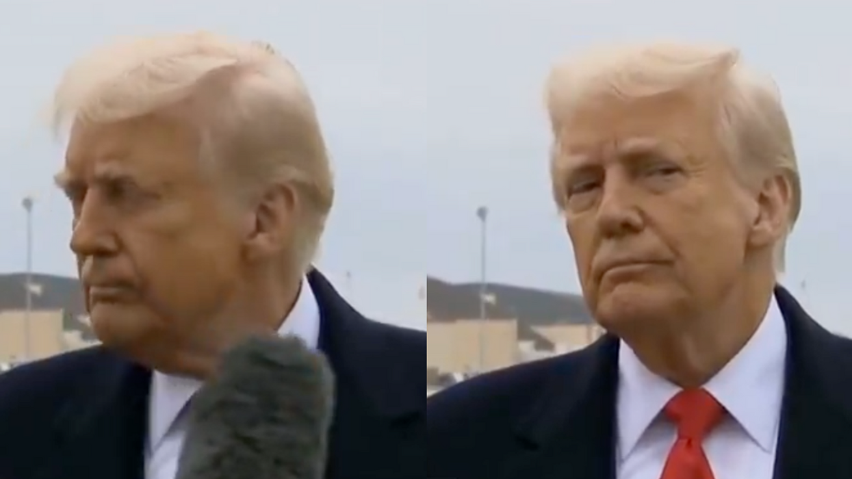 Screenshots of Donald Trump during microphone incident