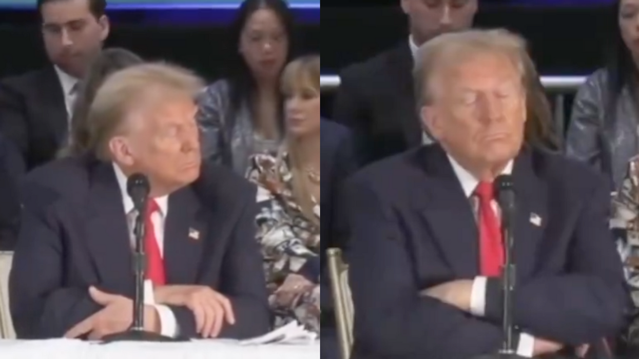 Screenshots of Donald Trump sleeping at a campaign event