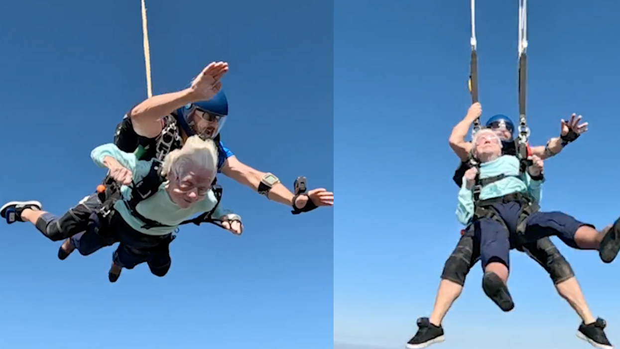 Screenshots of Dorothy Hoffner tandem skydiving