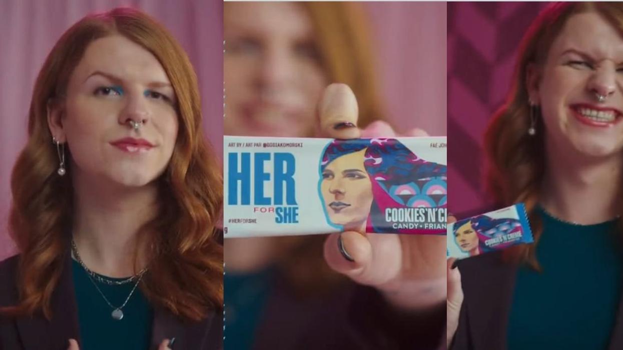 Screenshots of Fae Johnstone featured in Hershey's campaign video