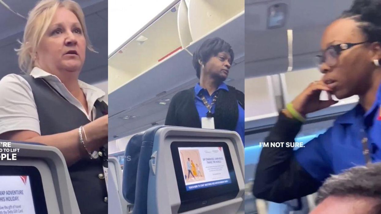 Screenshots of flight attendants from the Instagrammer's video