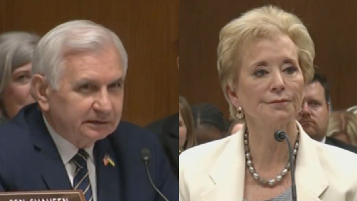 Screenshots of Jack Reed and Linda McMahon
