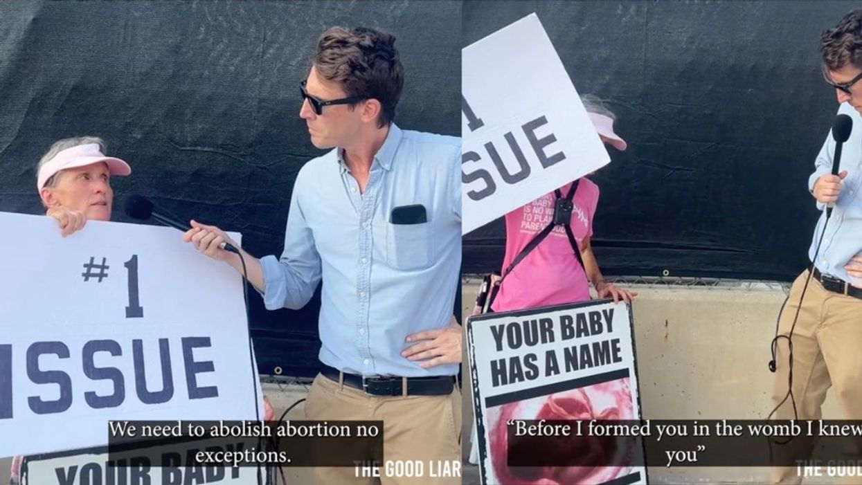 Screenshots of Jason Selvig with a Christian anti-abortion activist he interviewed