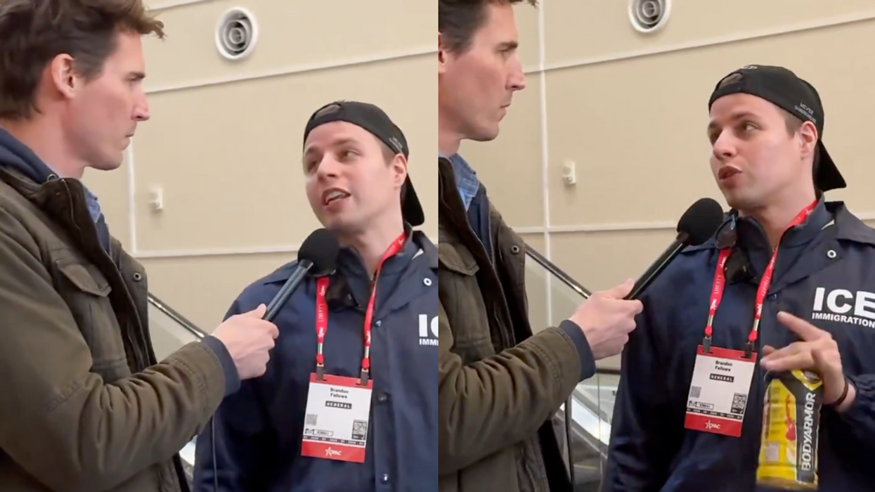 Screenshots of Jason Selvig with man in ICE uniform