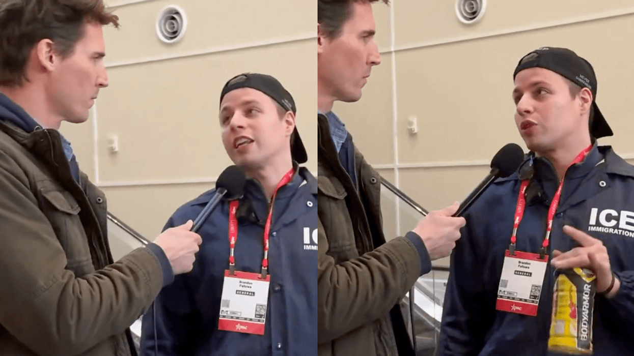 Screenshots of Jason Selvig with man in ICE uniform