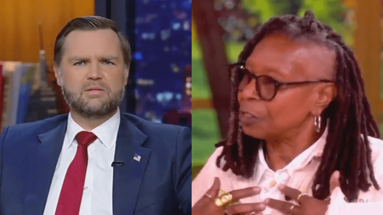 Screenshots of JD Vance and Whoopi Goldberg