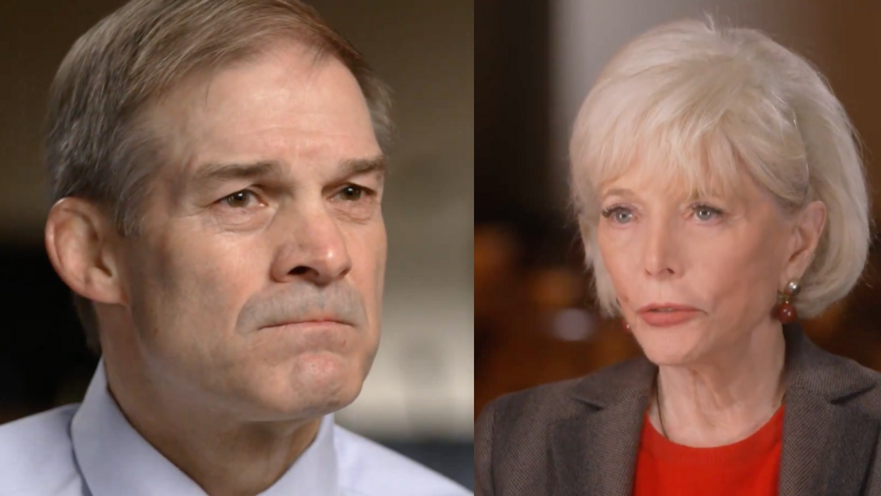 Screenshots of Jim Jordan and Leslie Stahl