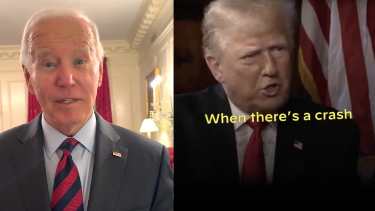 Screenshots of Joe Biden and Trump