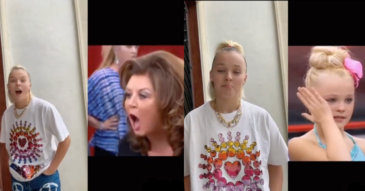 screenshots of JoJo Siwa and Abby Lee Miller from 'Dance Moms'