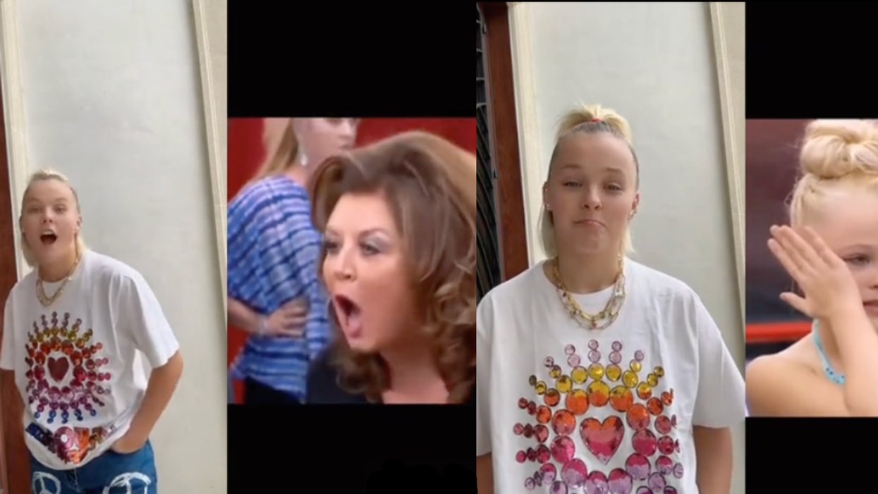 screenshots of JoJo Siwa and Abby Lee Miller from 'Dance Moms'