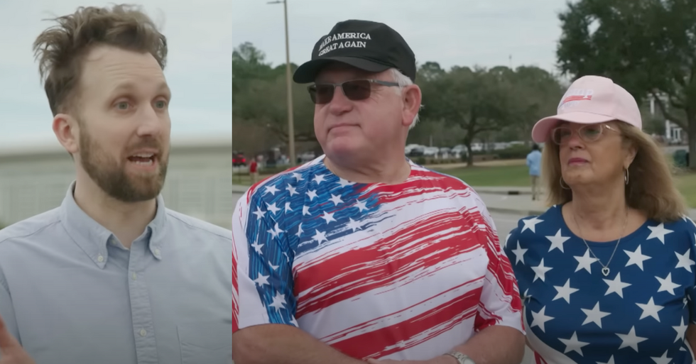 Screenshots of Jordan Klepper and Trump supporters