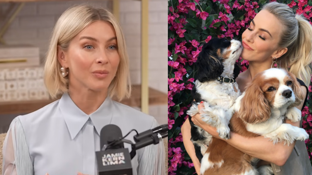 Screenshots of Julianne Hough from the Jamie Kern Lima Show and Julianne Hough's Instagram