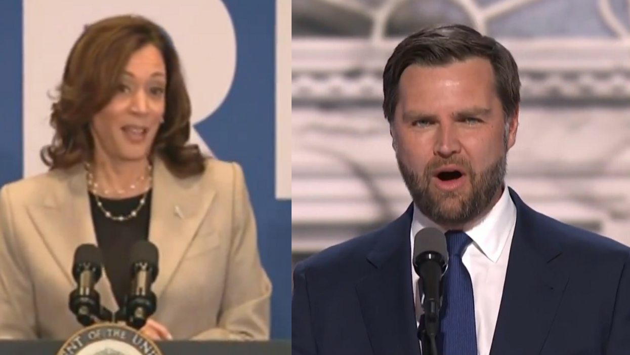 Screenshots of Kamala Harris and J.D. Vance