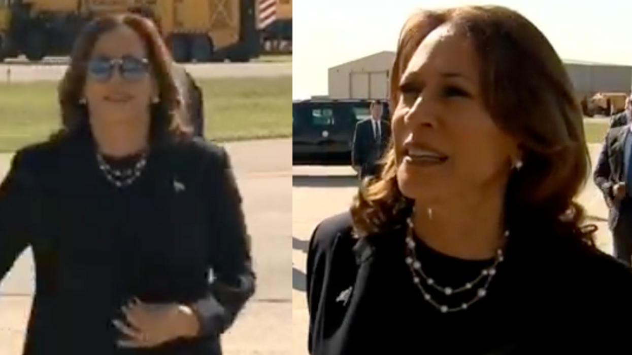 Screenshots of Kamala Harris with and without sunglasses