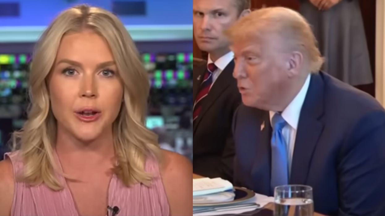 Screenshots of Karoline Leavitt and Donald Trump