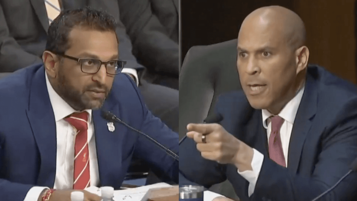 Screenshots of Kash Patel and Cory Booker