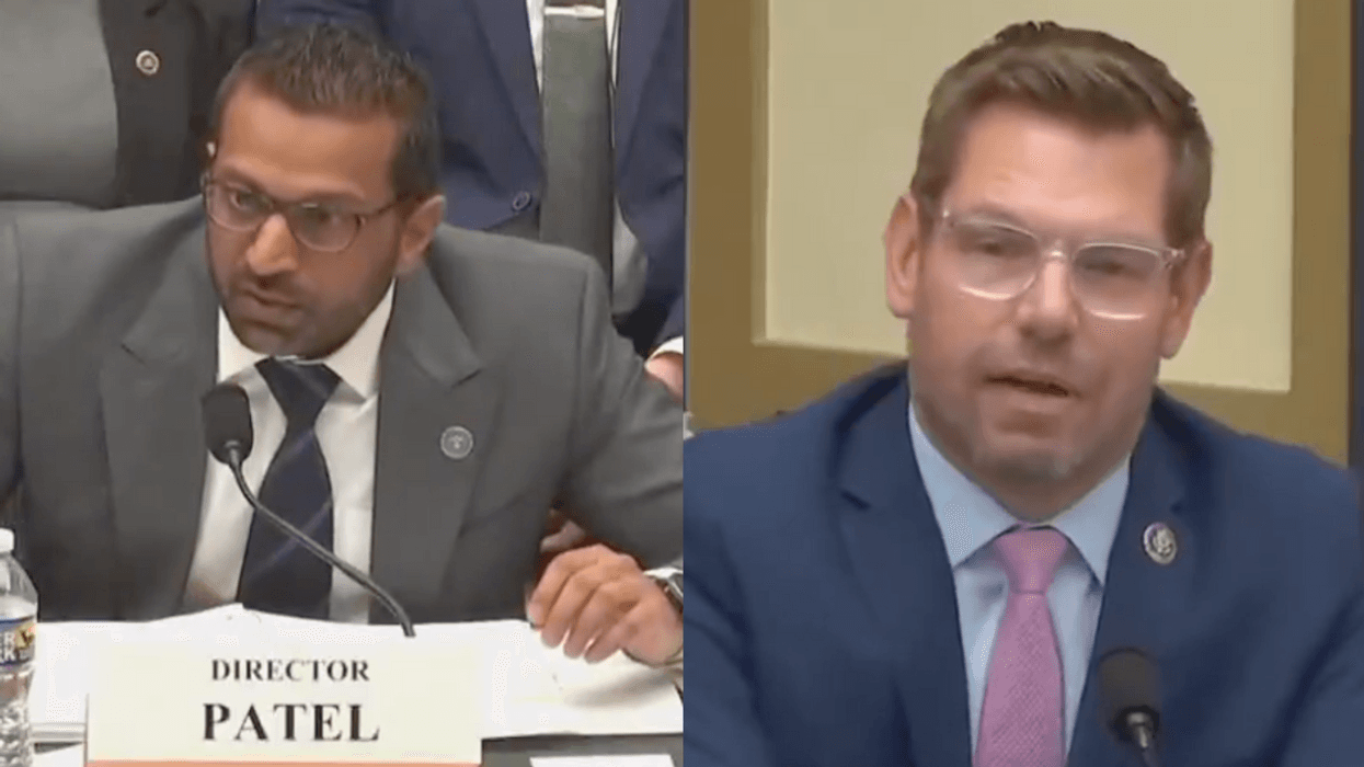 Screenshots of Kash Patel and Eric Swalwell
